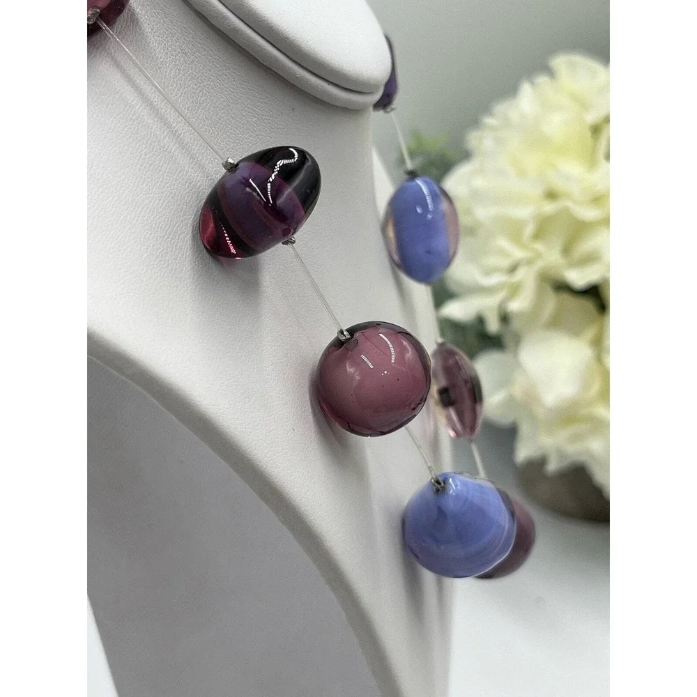 Sent Designers Marina Susanna Murano Handmade Purple‎ Italy Handcrafted Necklace